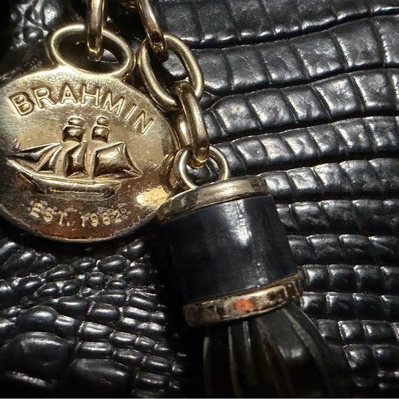 Brahmin Black Croc-Embossed Tote - Picture 5 of 8